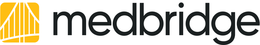 Medbridge logo with a yellow and white abstract icon on the left and "medbridge" in black letters on the right.
